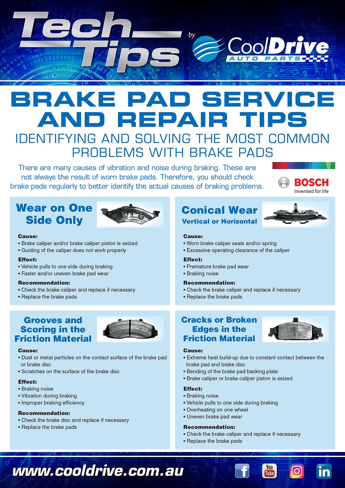 Tech Tips - Bosch Brake Pad Service & Repair Tips